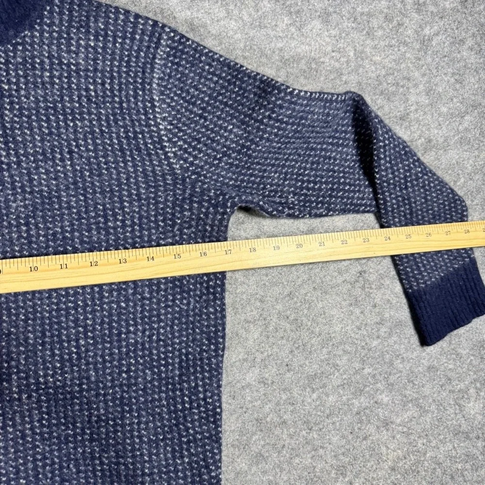J.Crew Mens Merino Wool Blend Quarter Zip Birdseye Knit Sweater Navy Blue Size M